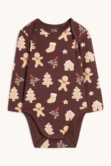 Baby Boys - Biscuit - Christmas baby bodysuit - dark brown