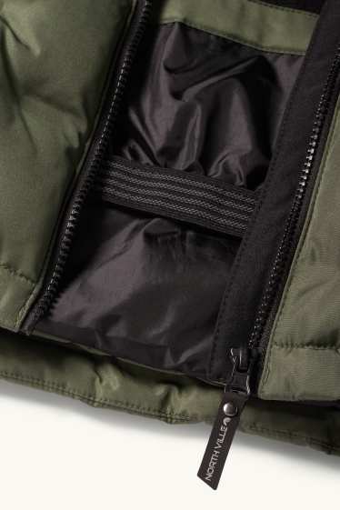 Children Boys - Ski jacket with hood - water-repellent - dark green