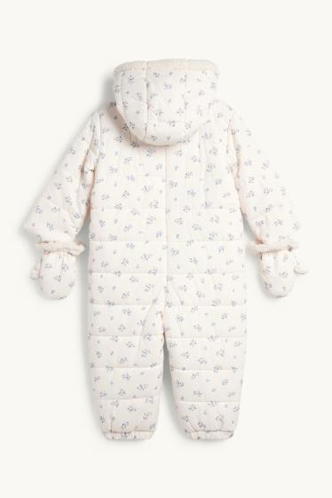 Baby Girls - Floral - baby snowsuit with hood - cremewhite