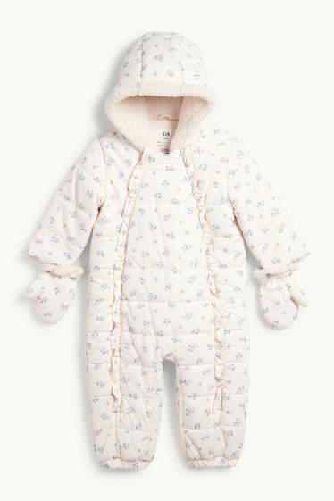 Baby Girls - Floral - baby snowsuit with hood - cremewhite
