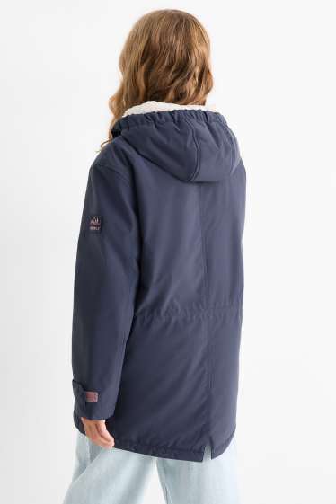 Enfants filles - Parka avec capuche - imperméable - bleu foncé