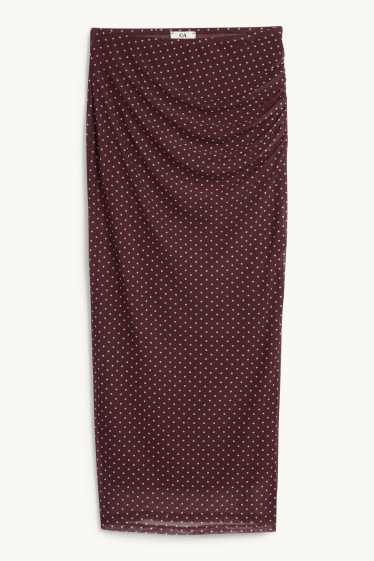 Damen - Mesh-Rock - gepunktet - bordeaux