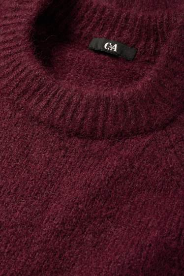 Dames - Gebreide jurk - straight fit - donkerrood