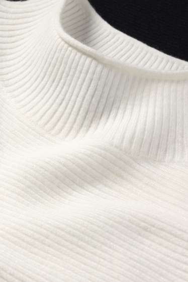 Donna - Maglione - a coste - grigio / nero