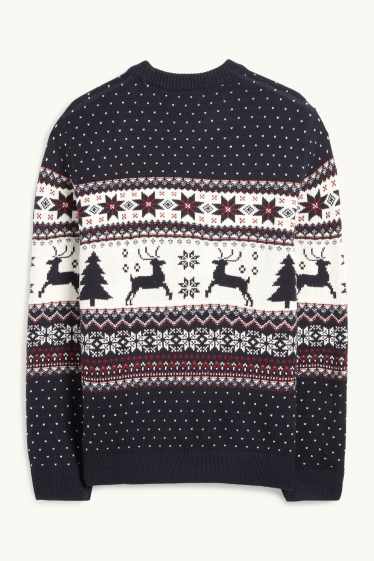 Men - Christmas jumper - reindeer - dark blue