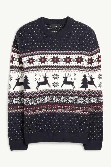 Men - Christmas jumper - reindeer - dark blue