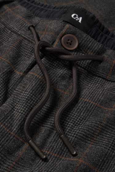 Men - Chinos - tapered fit - check - dark gray