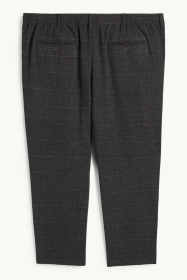 Men - Chinos - tapered fit - check - dark gray