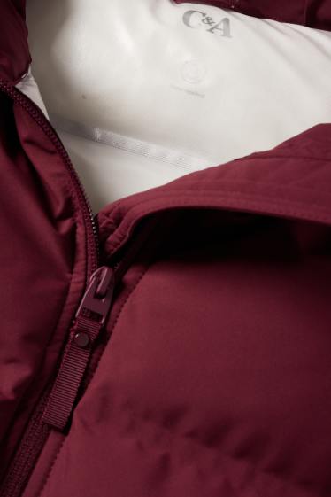 Femmes - Doudoune à capuche - finition déperlante - rouge foncé