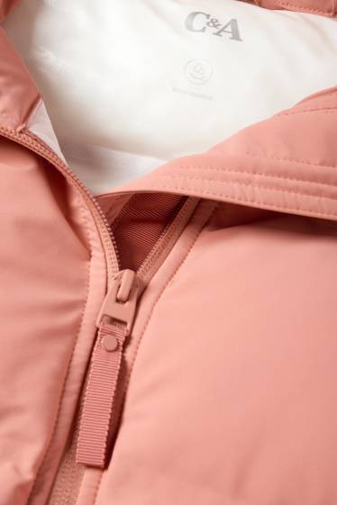 Dames - Jas met stiksels met capuchon - waterafstotend - roze