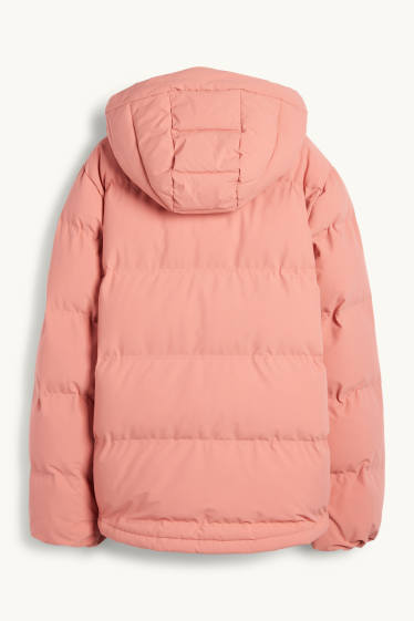 Dames - Jas met stiksels met capuchon - waterafstotend - roze