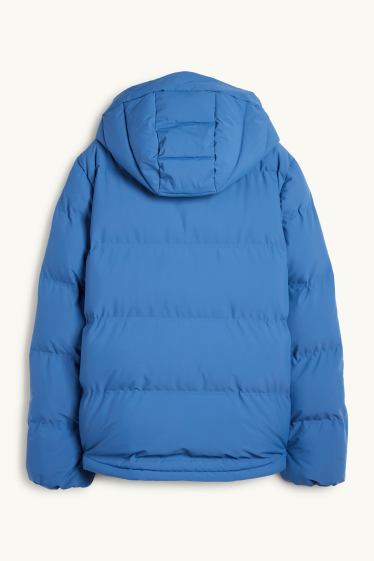 Dames - Jas met stiksels met capuchon - waterafstotend - blauw