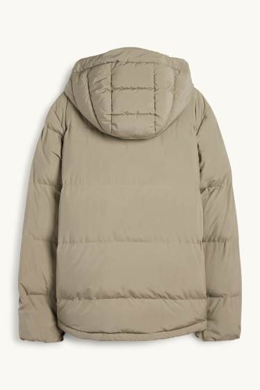 Dames - Jas met stiksels met capuchon - waterafstotend - lichtgroen