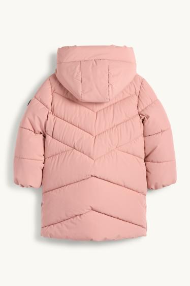 Children Girls - Quilted jacket with hood - water-repellent - rose