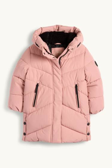 Children Girls - Quilted jacket with hood - water-repellent - rose