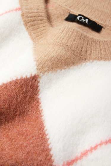 Dames - Spencer - geruit - beige