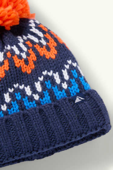 Enfants garçons - Bonnet à pompons - à motif - orange