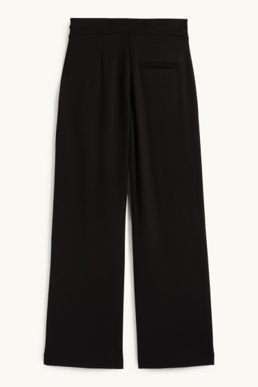 Femmes - Pantalon en jersey - mid waist - straight fit - noir