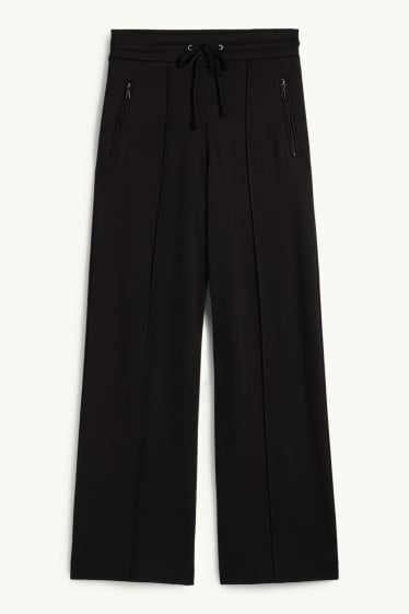 Femmes - Pantalon en jersey - mid waist - straight fit - noir
