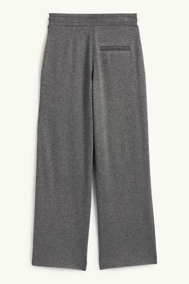 Dona - Pantalons de punt - mid waist - straight fit - gris fosc