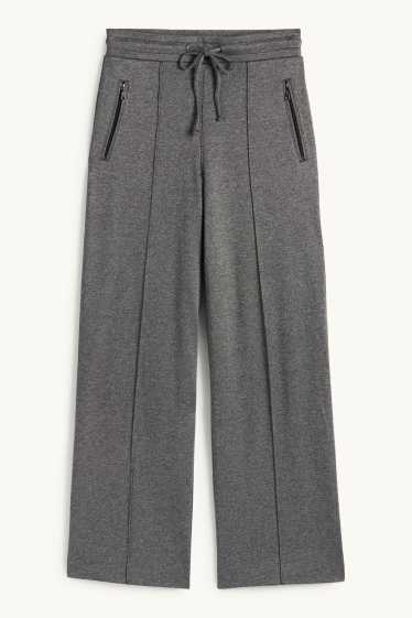 Dona - Pantalons de punt - mid waist - straight fit - gris fosc
