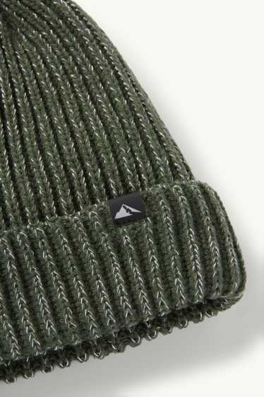 Enfants garçons - Bonnet - finition côtelée - vert foncé