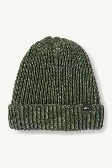 Enfants garçons - Bonnet - finition côtelée - vert foncé