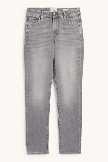Dames - Slim jeans - mid waist - jog denim - jeanslichtgrijs