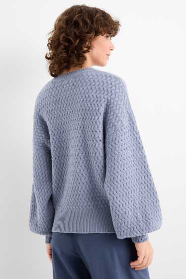 Dona - Jersei de caixmir - trenat - blau