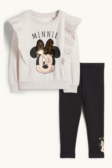 Enfants filles - Minnie Mouse - ensemble - sweat et legging chaud - 2 pièces - beige