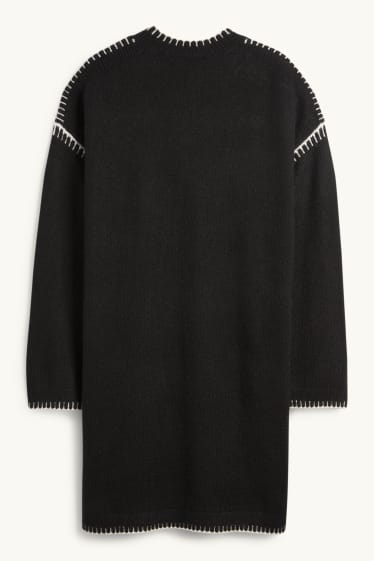 Dames - Gebreide jurk - straight fit - zwart