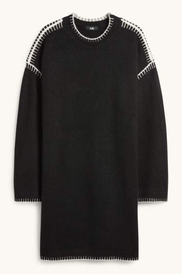 Dames - Gebreide jurk - straight fit - zwart