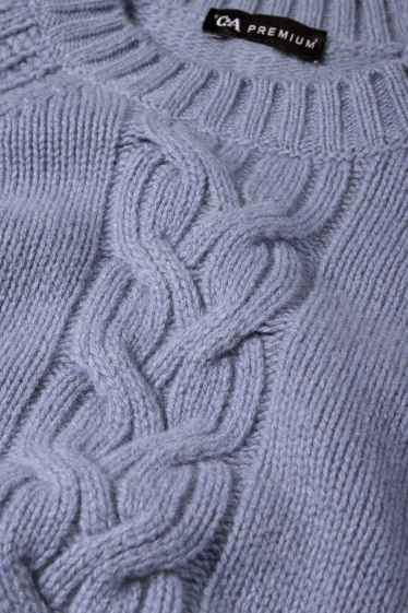 Women - Cashmere jumper - cable knit pattern - blue