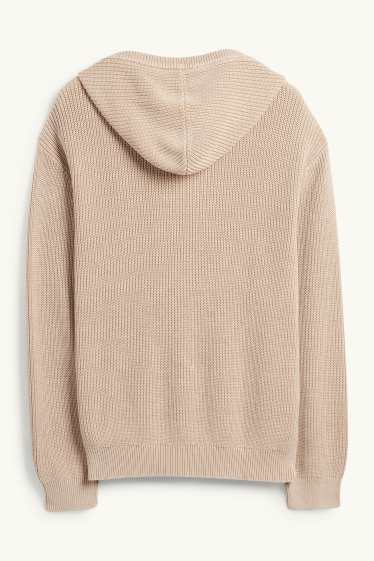 Herren - Kapuzenpullover - gerippt - beige