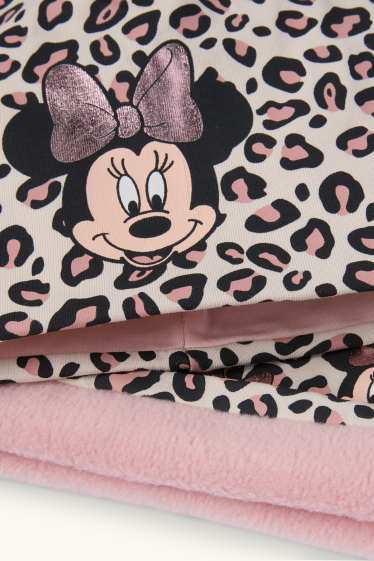 Copii - Fete - Minnie Mouse - set - fes și fular circular - imprimeu de leopard - bej