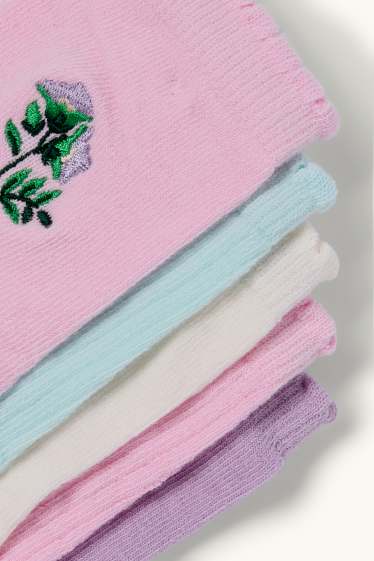 Kinder Mädchen - Multipack 5er - Blume - Socken mit Motiv - hellviolett
