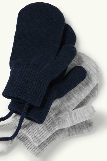 Kinder Buben - Multipack 2er - Strick-Fäustlinge - dunkelblau