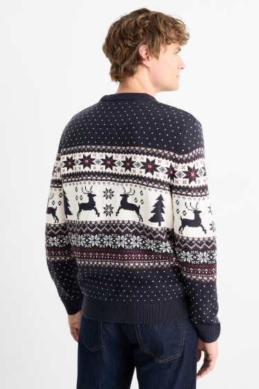 Men - Christmas jumper - reindeer - dark blue