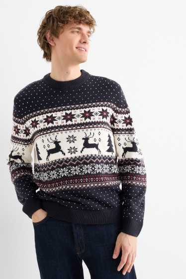 Men - Christmas jumper - reindeer - dark blue