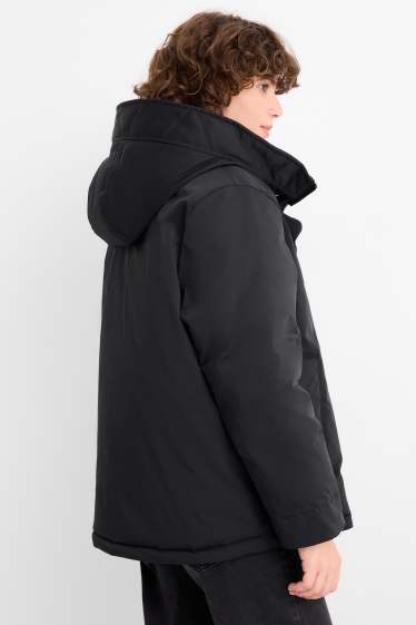 Damen - Jacke mit Kapuze - gefüttert - wasserabweisend - schwarz