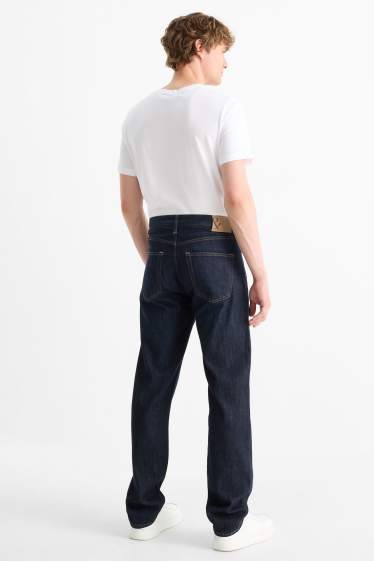 Bărbați - Regular jeans cu fentă cu nasturi - denim-albastru închis