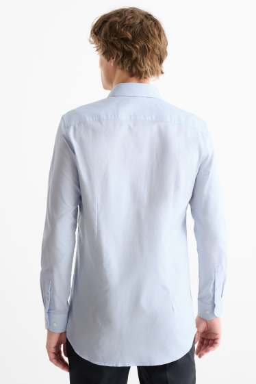 Men - Business shirt - slim fit - cutaway collar - check - light blue