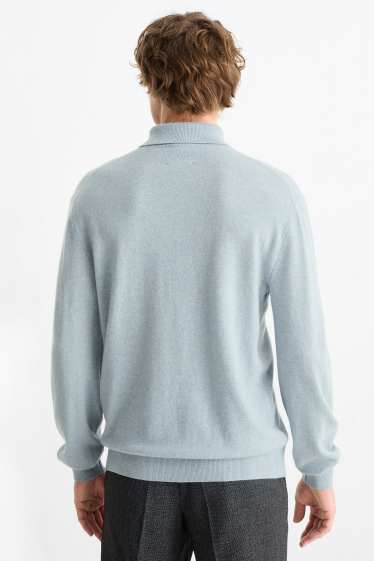 Herren - Kaschmir-Rollkragenpullover - hellblau