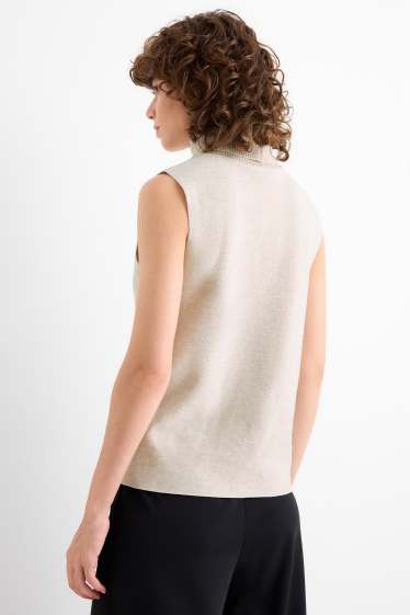 Femmes - Haut à col roulé - beige clair