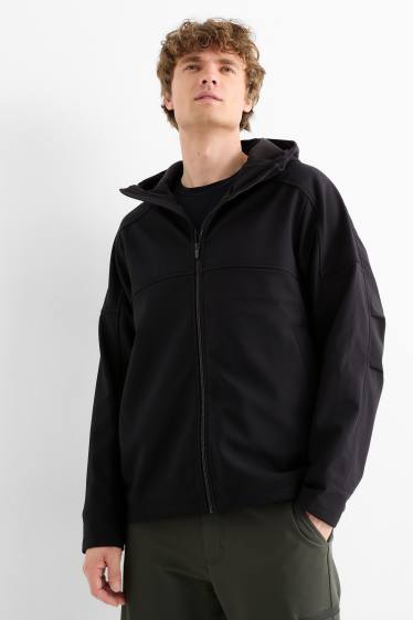 Hommes - Veste à coquille souple avec capuche - déperlante - noir