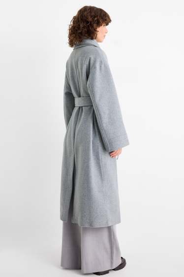 Femei - Set - palton și fular - 2 piese - gri deschis