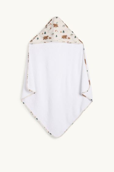 Bébés filles - Animaux sauvages - serviette à capuche pour bébé - blanc