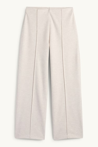 Damen - Jogginghose - gerippt - beige