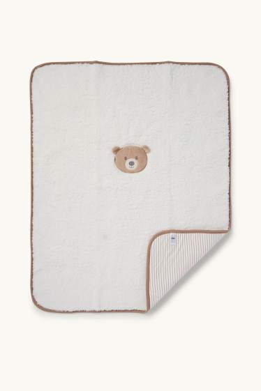 Baby: meisjes - Beertje - babydeken- gestreeept - 100 x 80 cm - wit