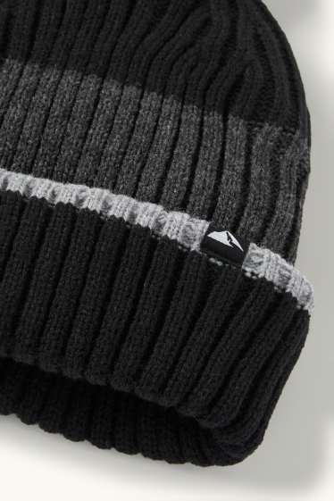 Kinderen: jongens - Skimuts met pompon - ribstof - zwart